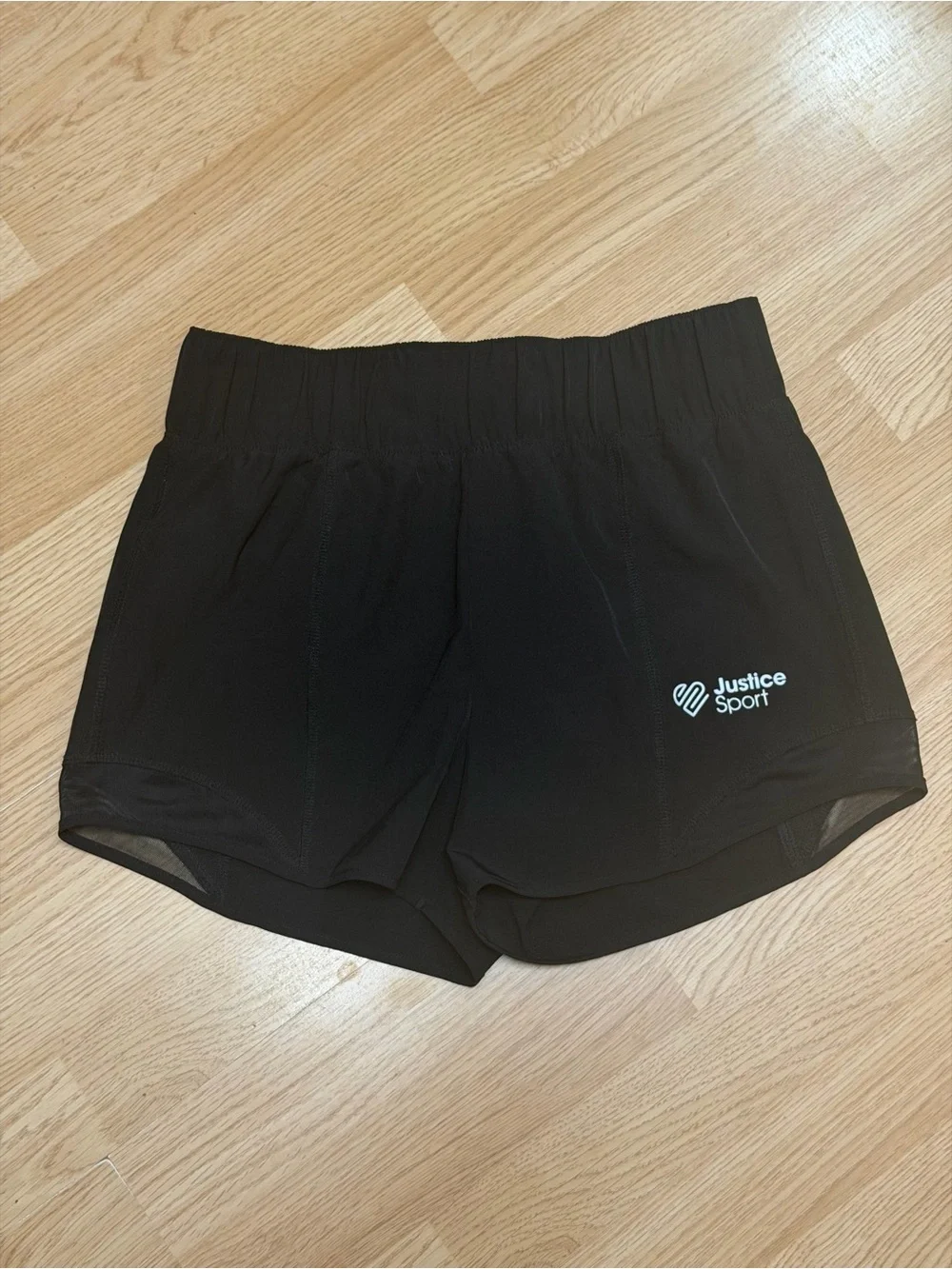 Justice Sport Girls XL 16/18 Black Athletic Running Shorts Mesh Performance